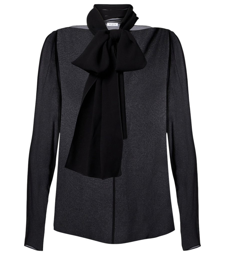 Blouse Alaïa transparente à col noué