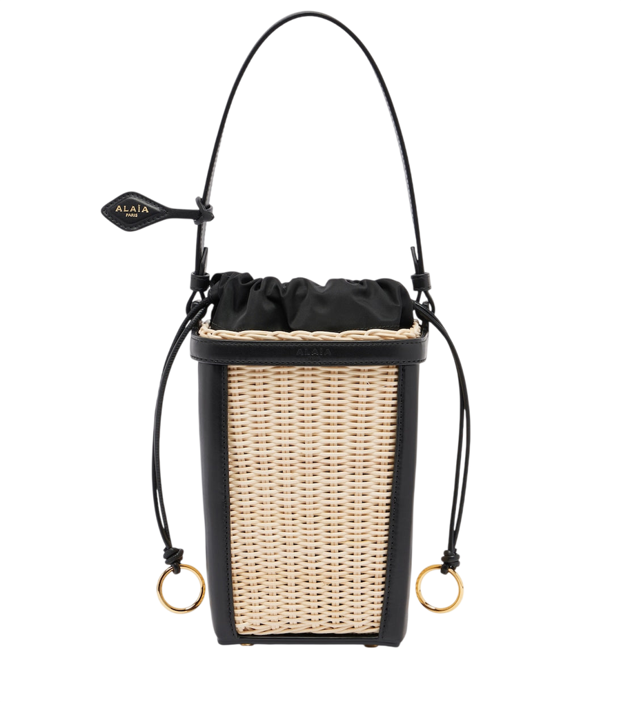 Alaïa Small wicker and leather bucket bag