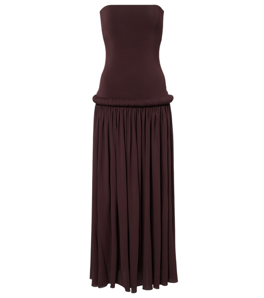 Alaïa Strapless gathered jersey maxi dress