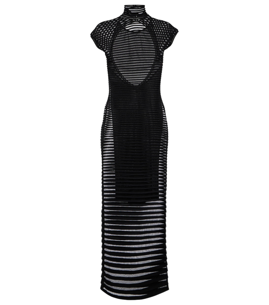 Alaïa Striped crêpe-paneled gown