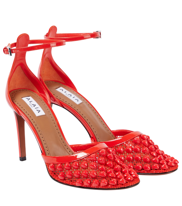 Escarpins Alaïa en cuir et résille à clous