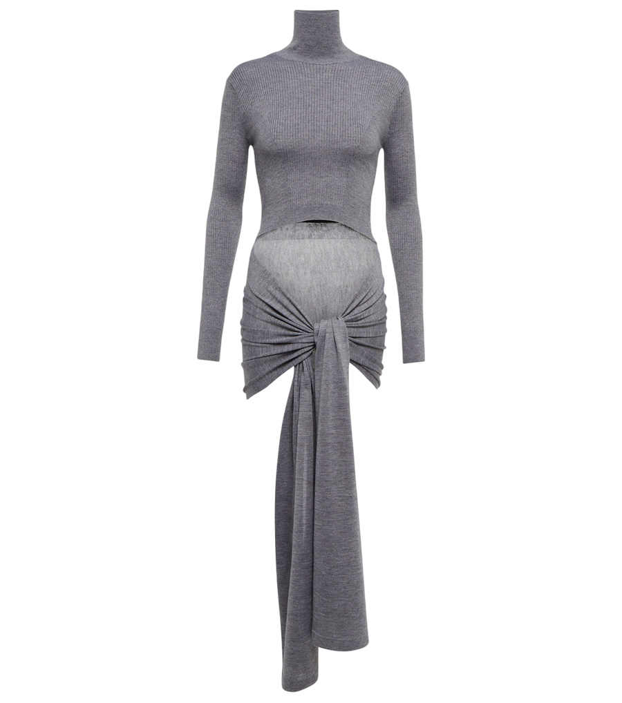 Alaïa Tie-front cashmere and silk turtleneck sweater