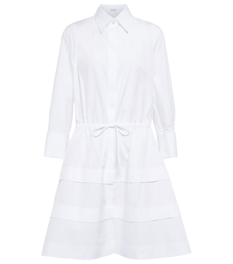 Alaïa Tiered cutout cotton poplin shirt dress