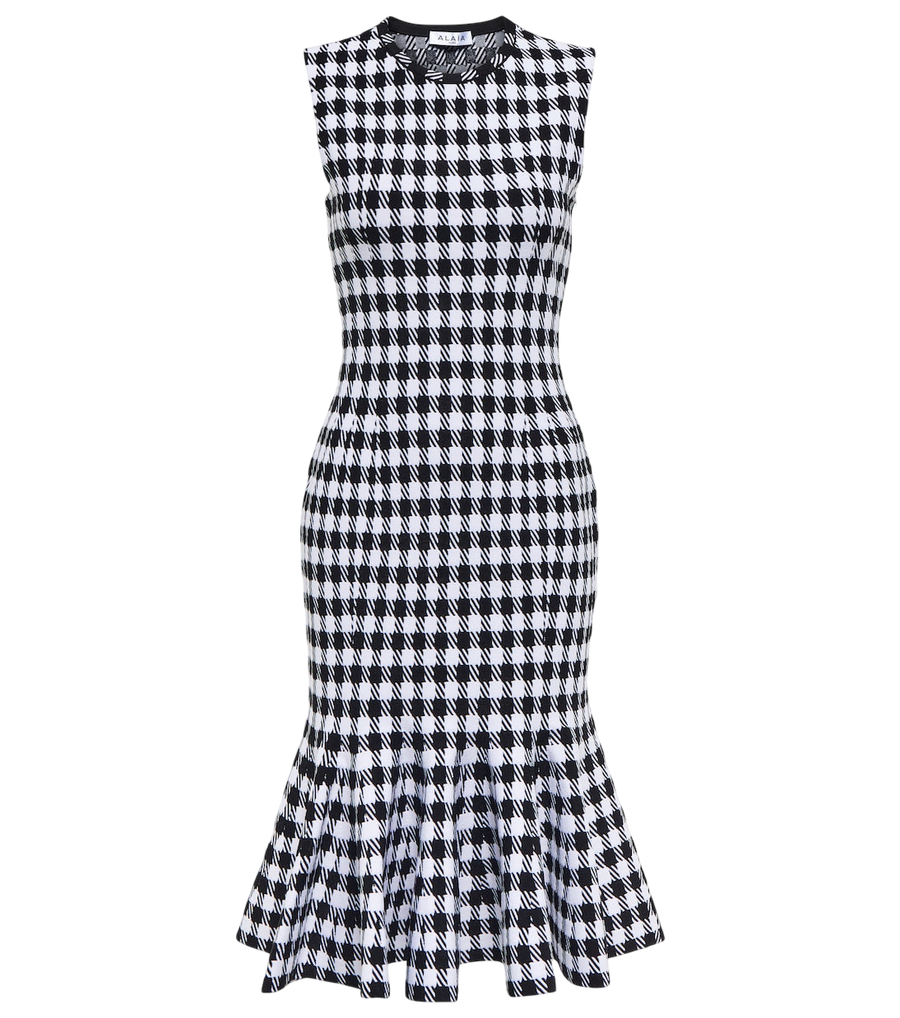 Alaïa Vichy pleated minidress
