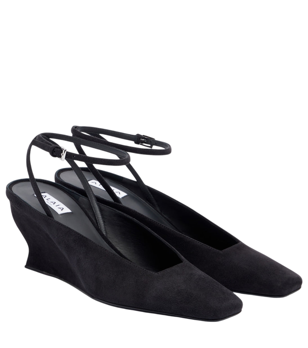 Alaïa Wave suede wedges