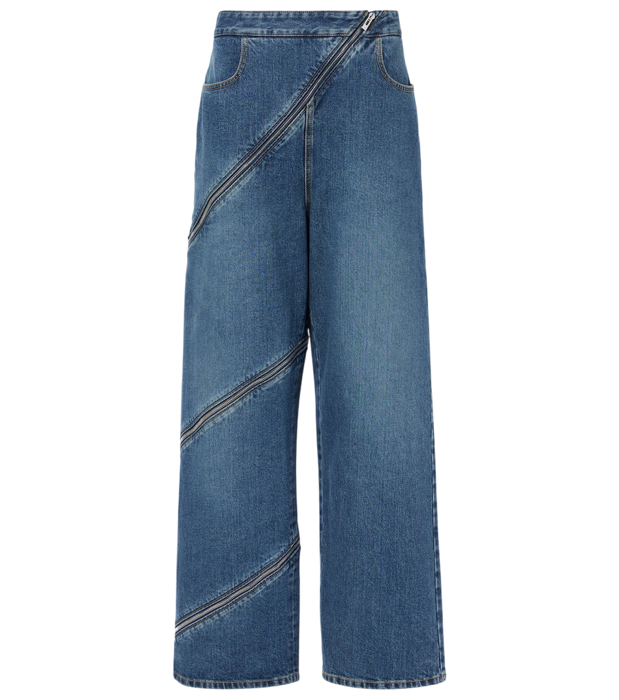 Alaïa Calça jeans de perna larga com fecho de correr