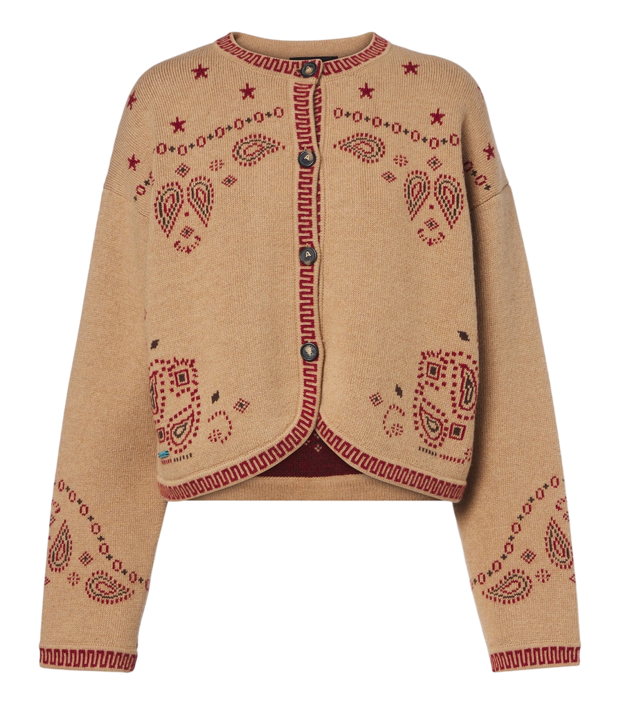 Alanui Bandana Jacquard wool and cashmere cardigan