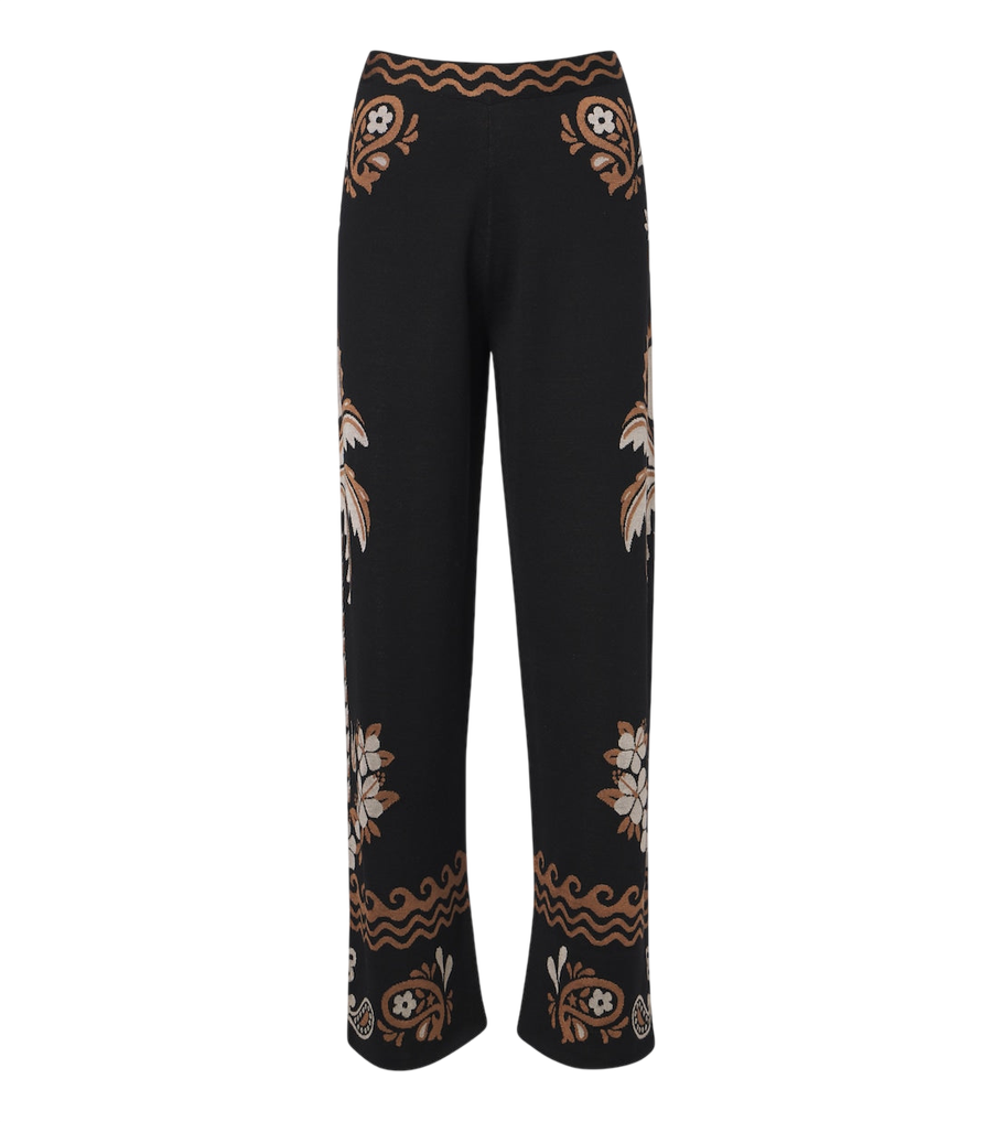 Alanui Island Roots wool and silk-blend wide leg pants
