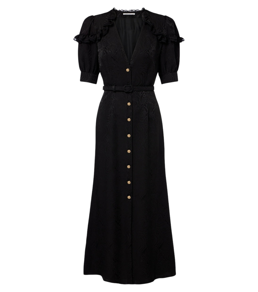 Robe midi Alessandra Rich en jacquard de soie à ceinture