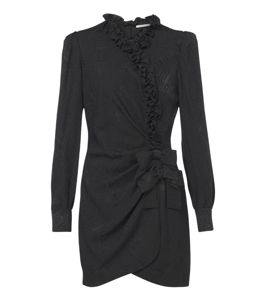 Mini-robe en soie moirée à volants et à nœud signé Alessandra Rich