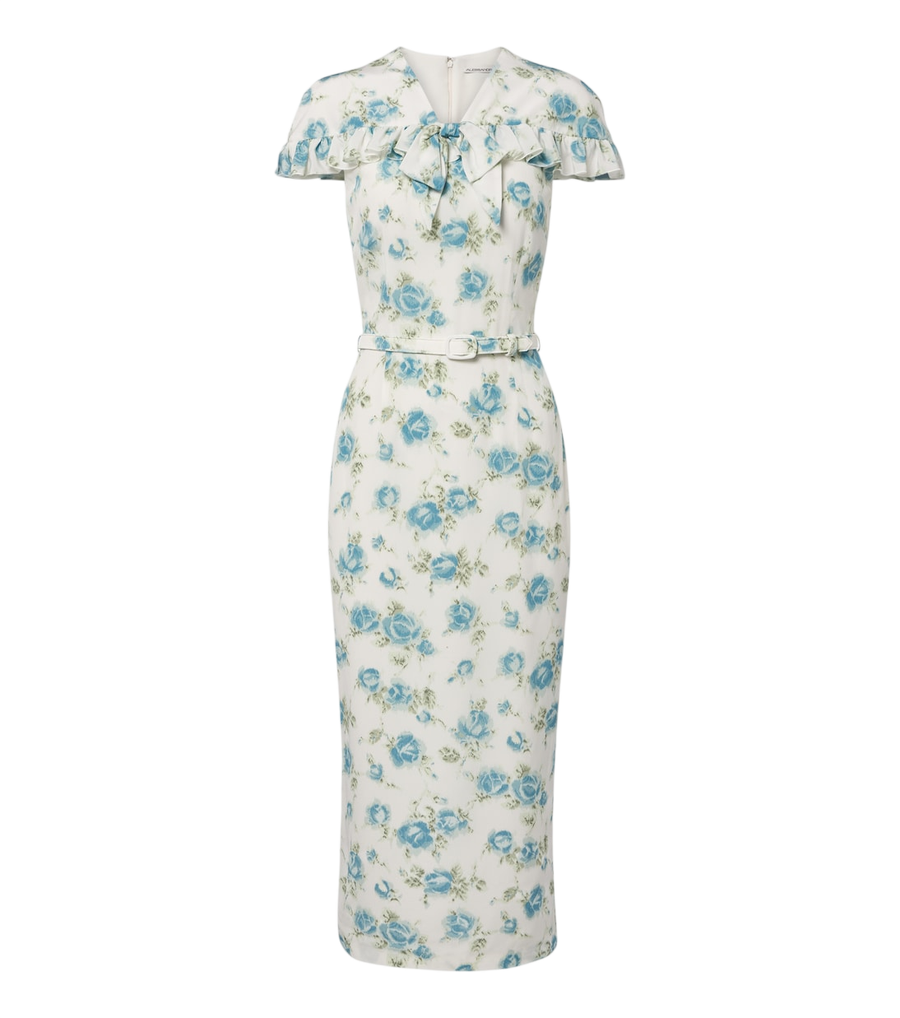 Robe midi en soie à fleurs et cape Alessandra Rich