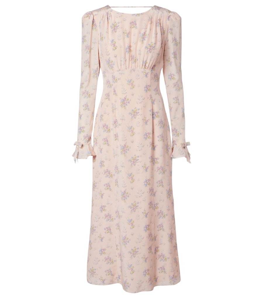 Robe midi en soie à motif floral et dos ouvert Alessandra Rich