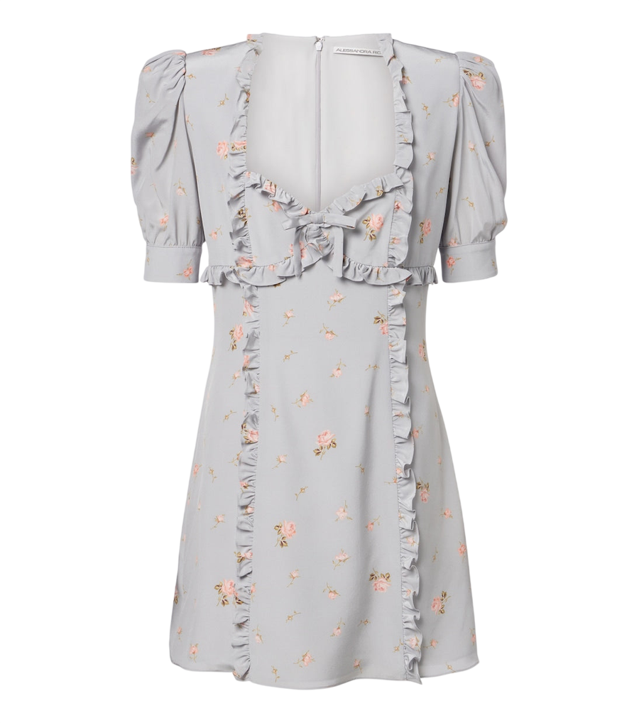 Mini-robe Alessandra Rich en crêpe de Chine floral en soie