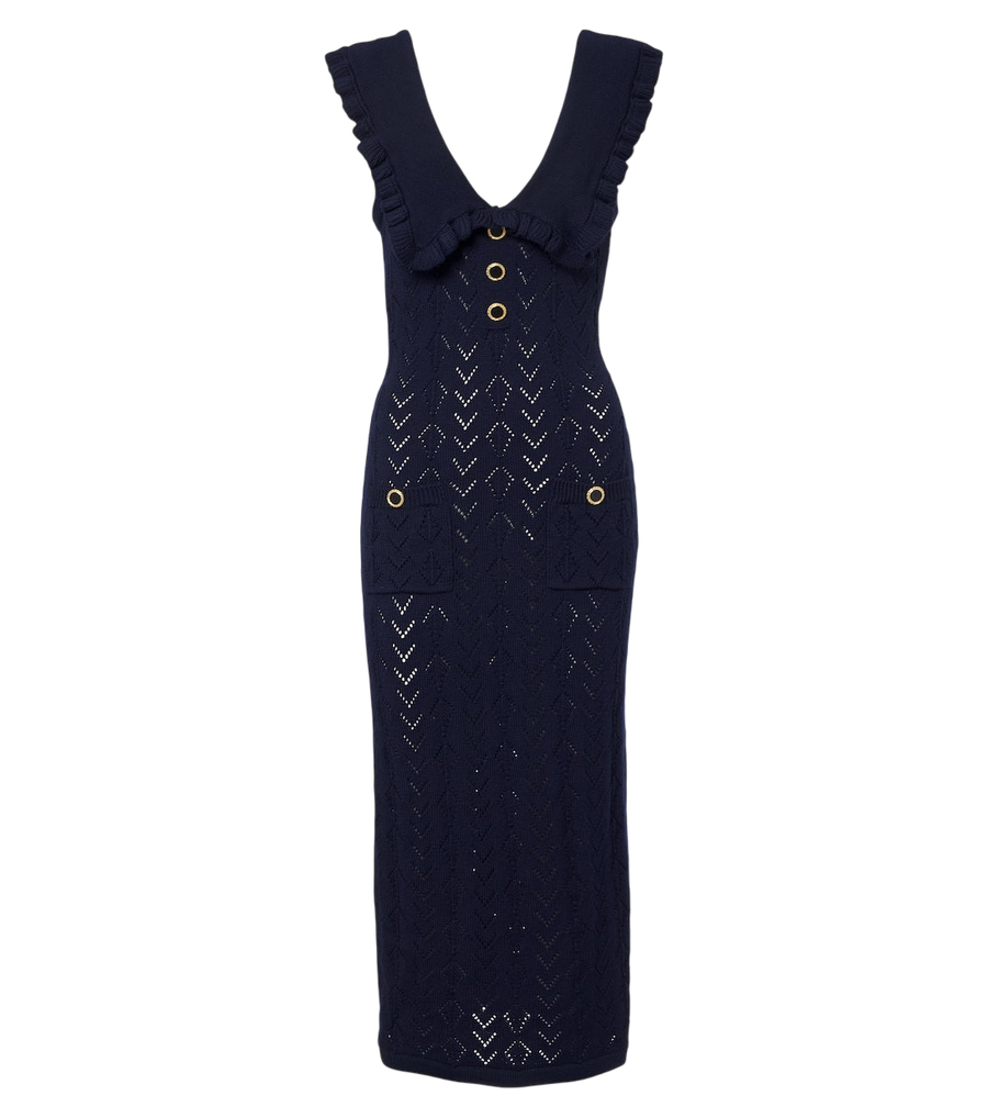 Robe midi en laine vierge tricotée Alessandra Rich
