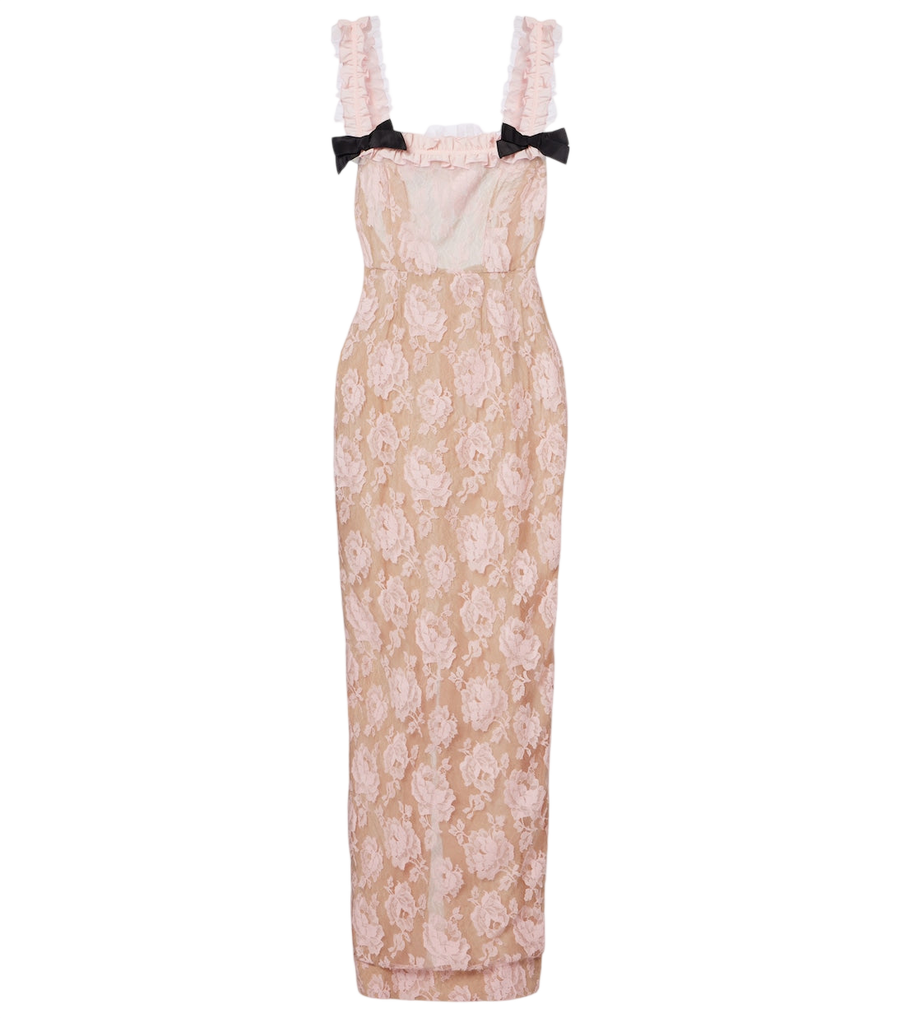 Alessandra Rich Ruffled cotton-blend lace maxi dress