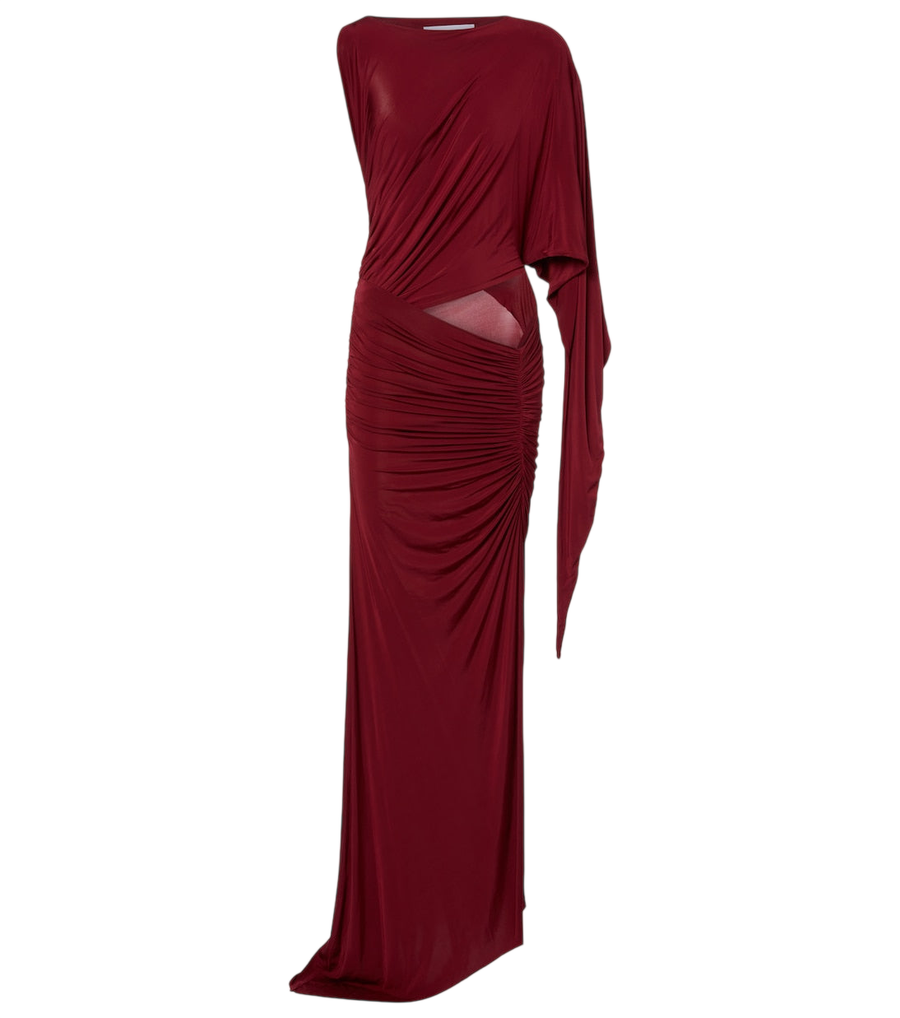 Robe longue en jersey froncé asymétrique Alex Perry