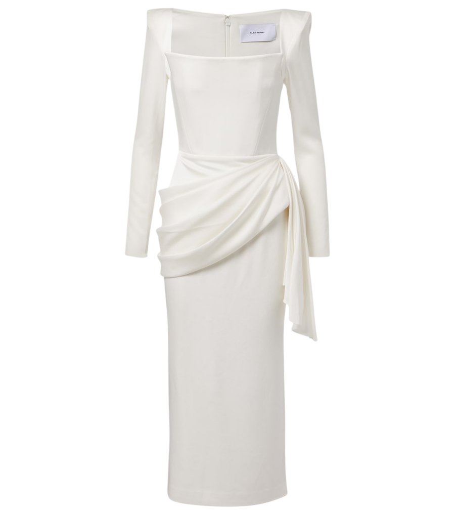 Alex Perry Bridal draped crêpe satin bustier gown