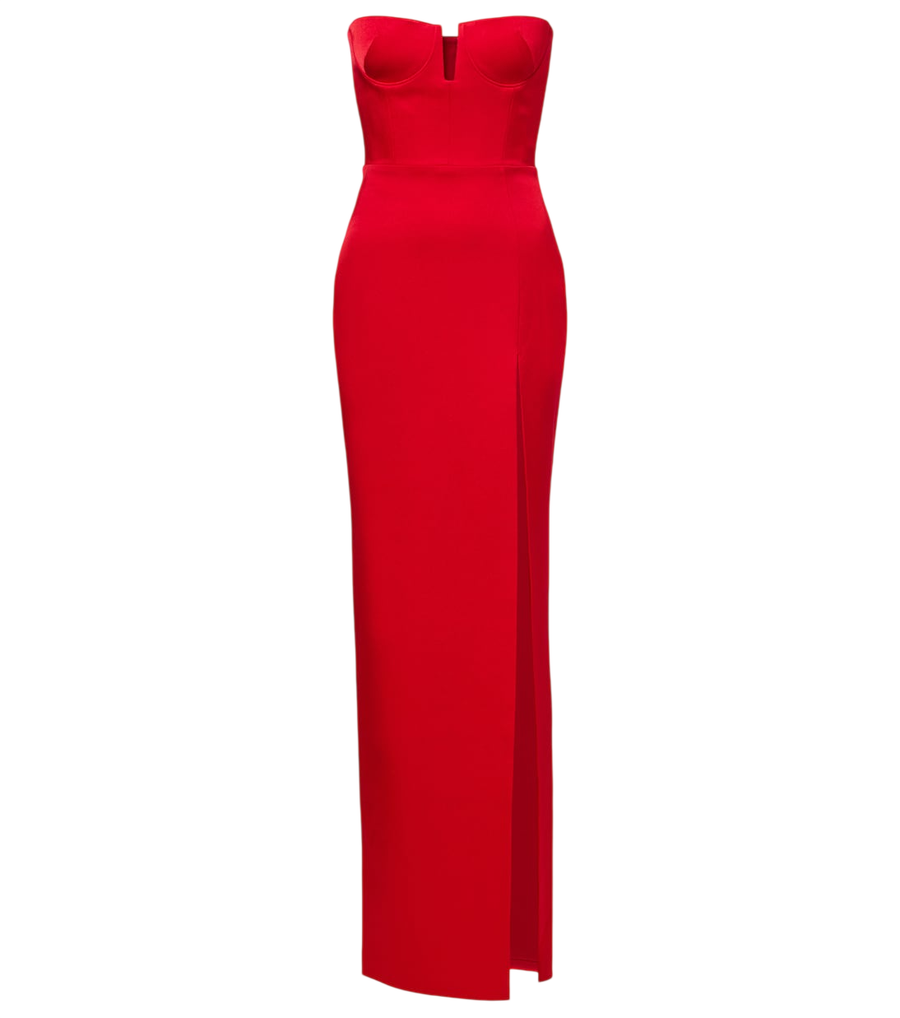 Alex Perry Crêpe satin bustier gown