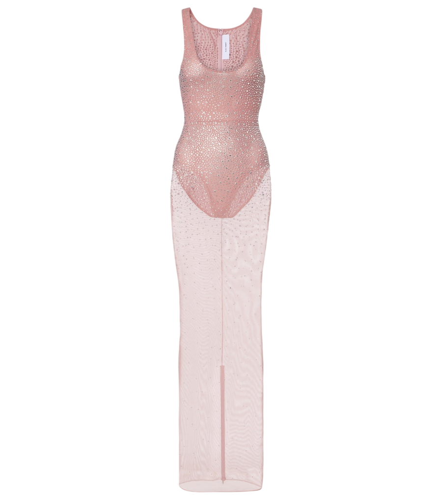 Alex Perry Crystal-embellished mesh maxi dress