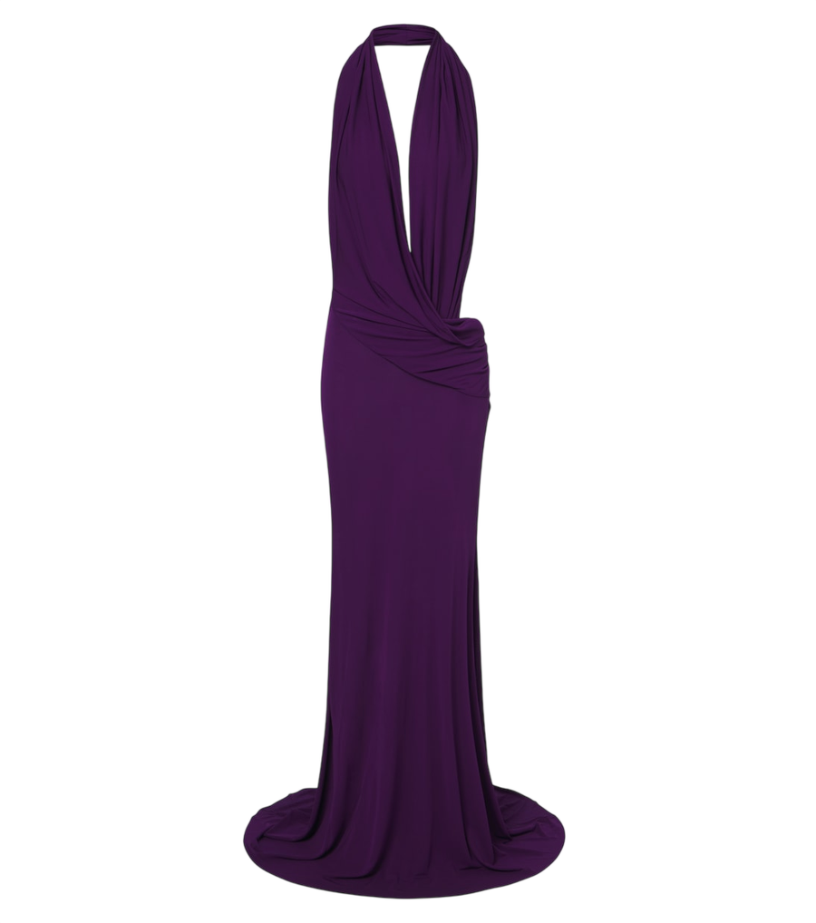 Alex Perry Draped halterneck jersey gown