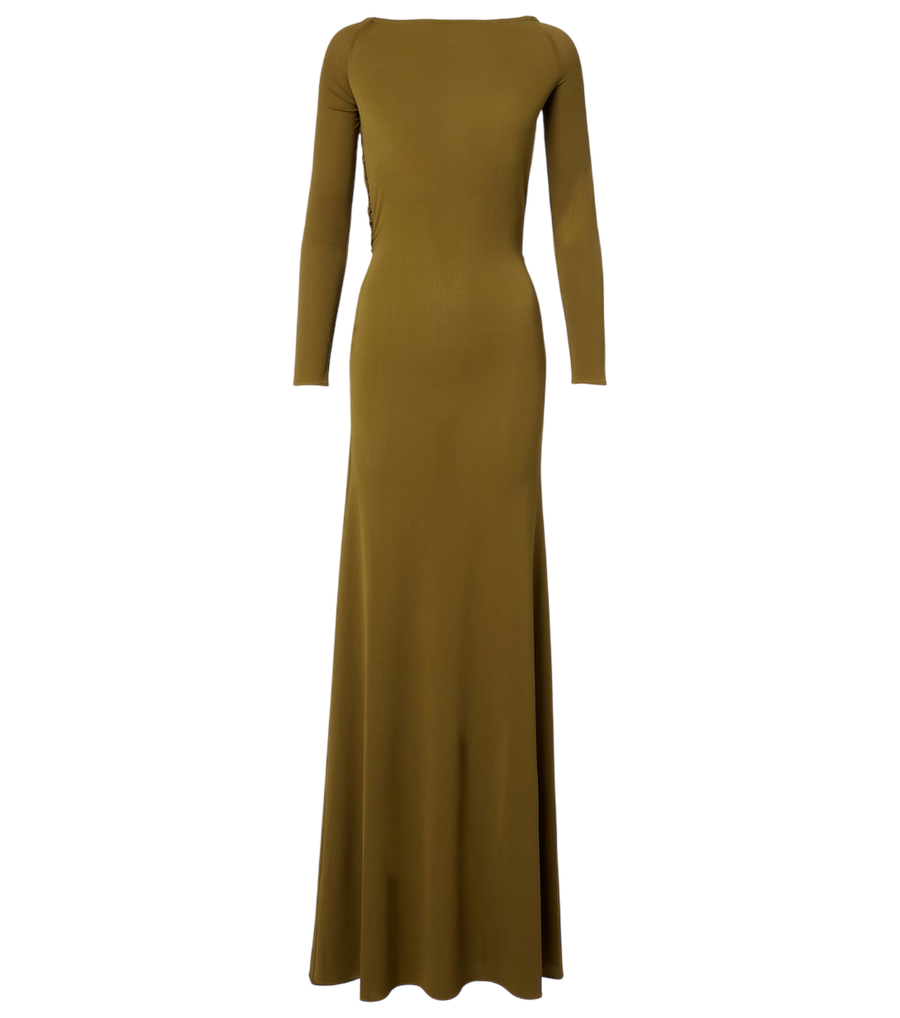 Robe drapée dos nu en jersey de crêpe Alex Perry