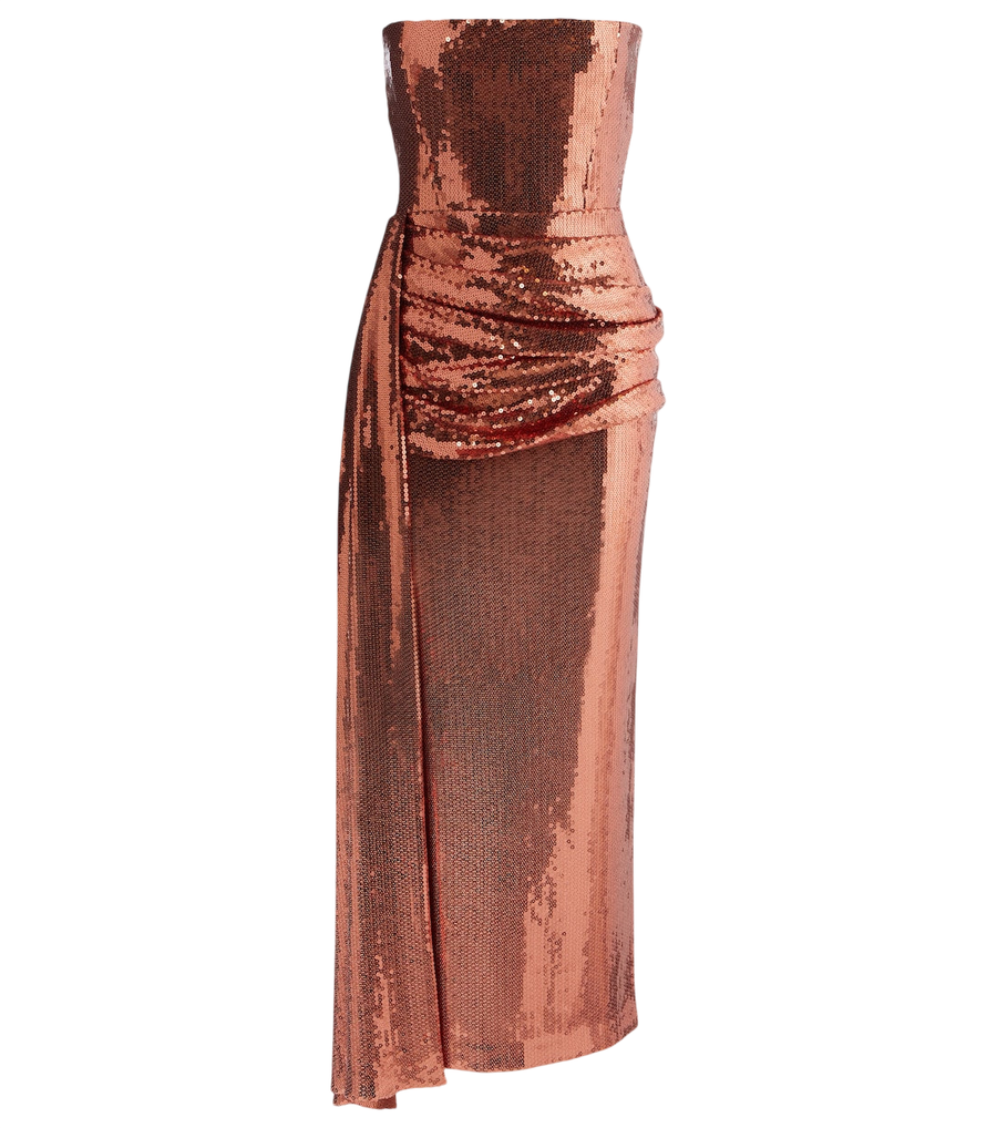 Alex Perry Draped sequined corset dress