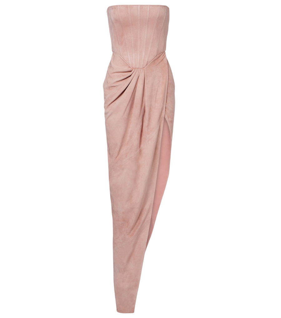 Robe bustier drapée en daim Alex Perry