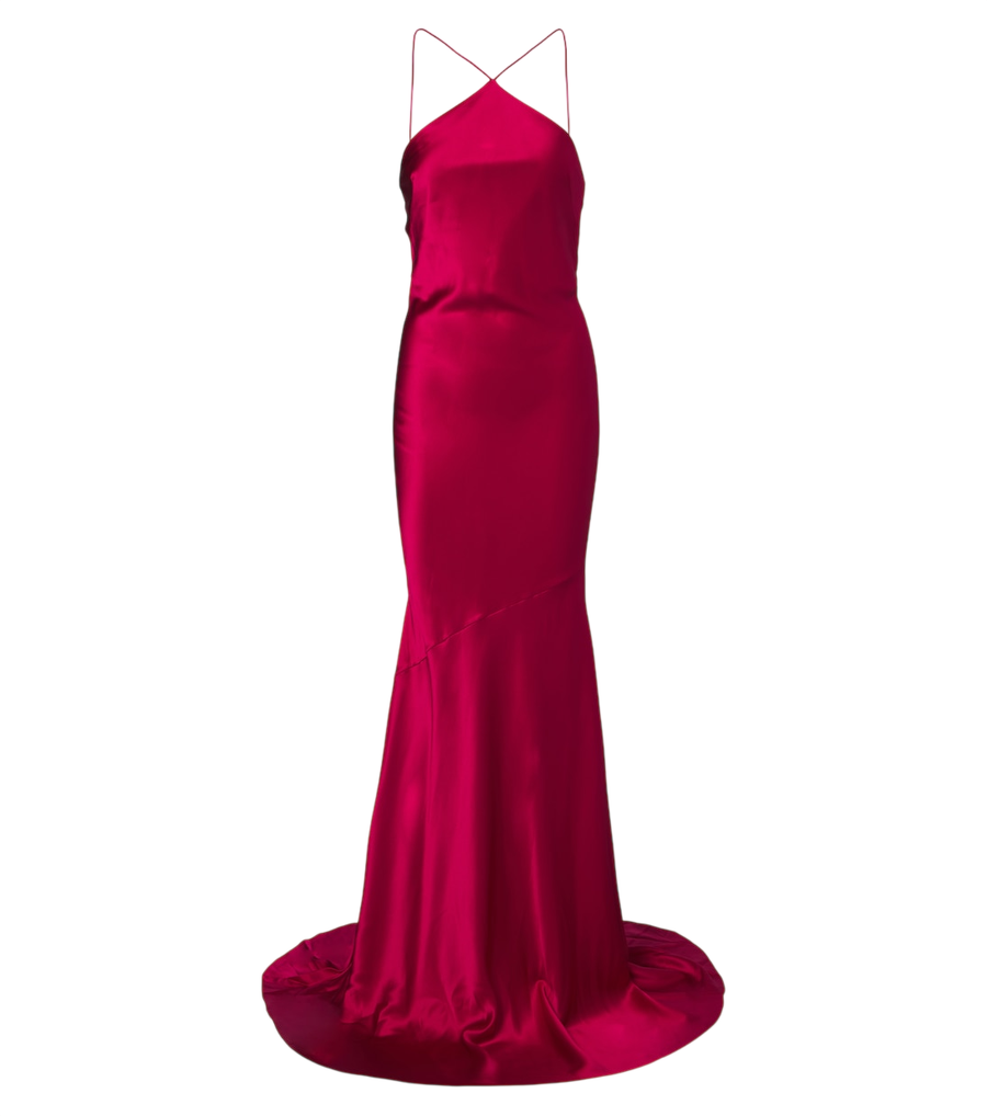 Robe longue dos nu en satin de soie Alex Perry