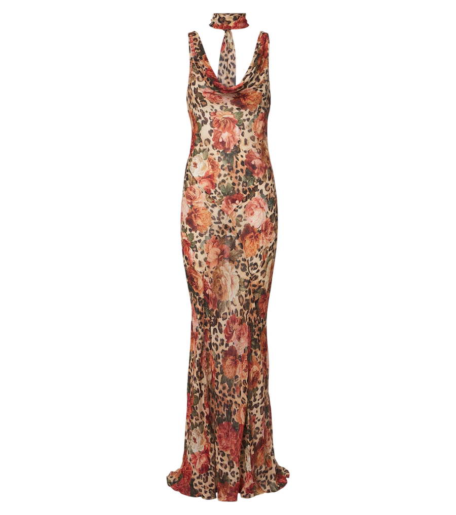 Vestido largo estampado con detalle de pañuelo Alexandra Miro Harper