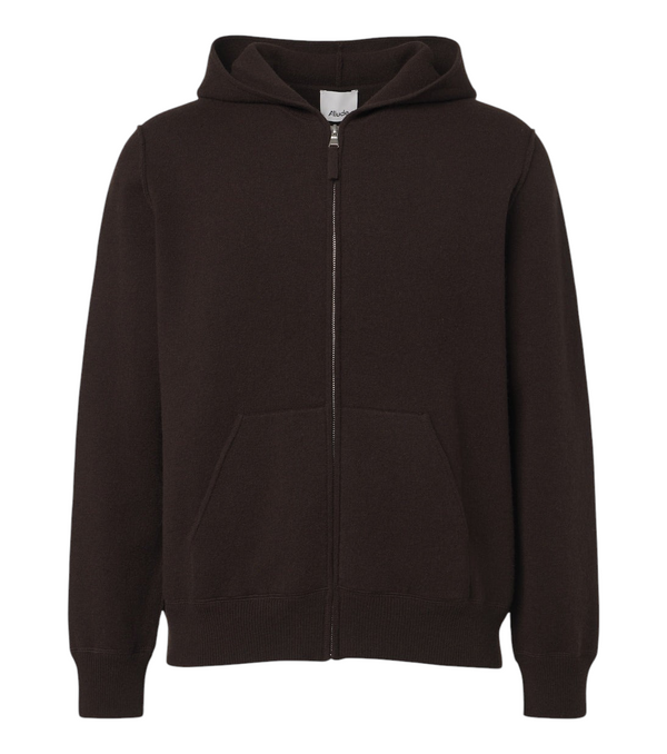 Allude Knitted wool and cashmere zip-up hoodie