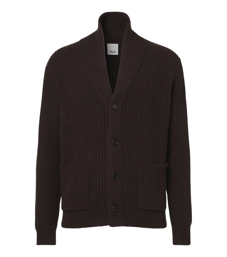 Allude Ribbed-knit wool and cashmere cardigan