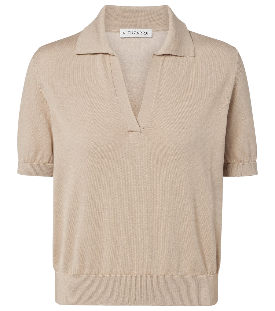 Pull polo court en coton et soie Clay Altuzarra