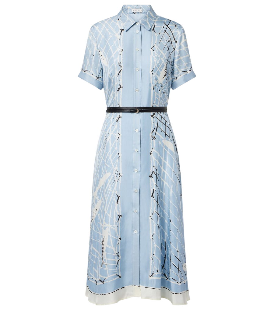 Vestido camiseiro Altuzarra Kiera em seda estampada