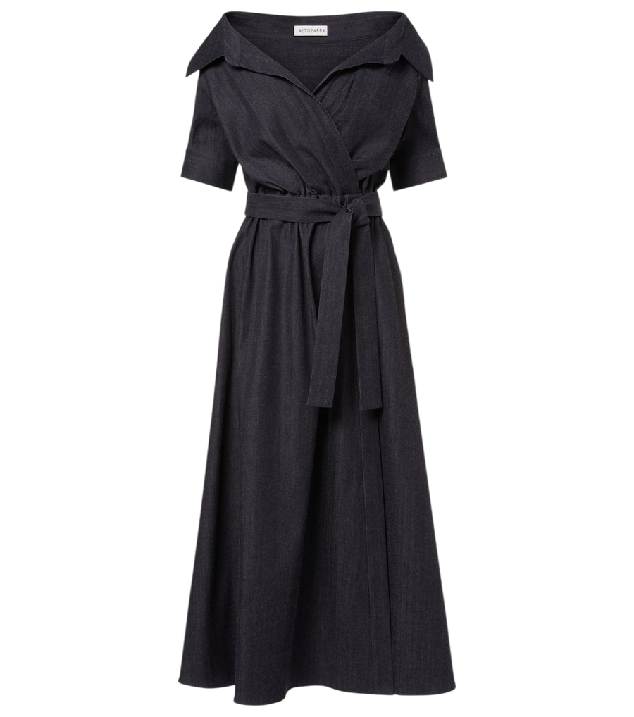 Vestido midi cruzado de mezclilla Lydia de Altuzarra