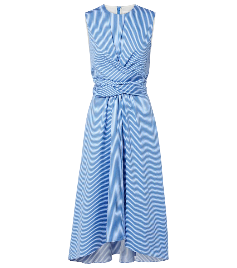 Robe midi drapée à rayures en coton Penny d’Altuzarra