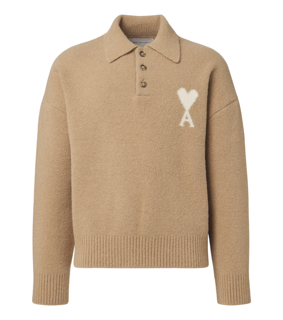 Ami Paris Ami de Coeur alpaca and wool-blend polo sweater