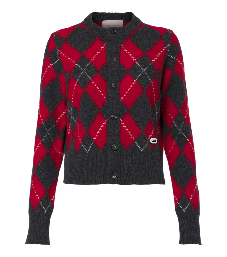 Ami Paris Argyle virgin wool cardigan