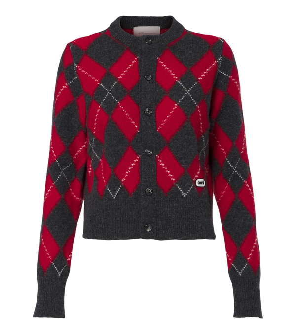 Ami Paris Argyle virgin wool cardigan