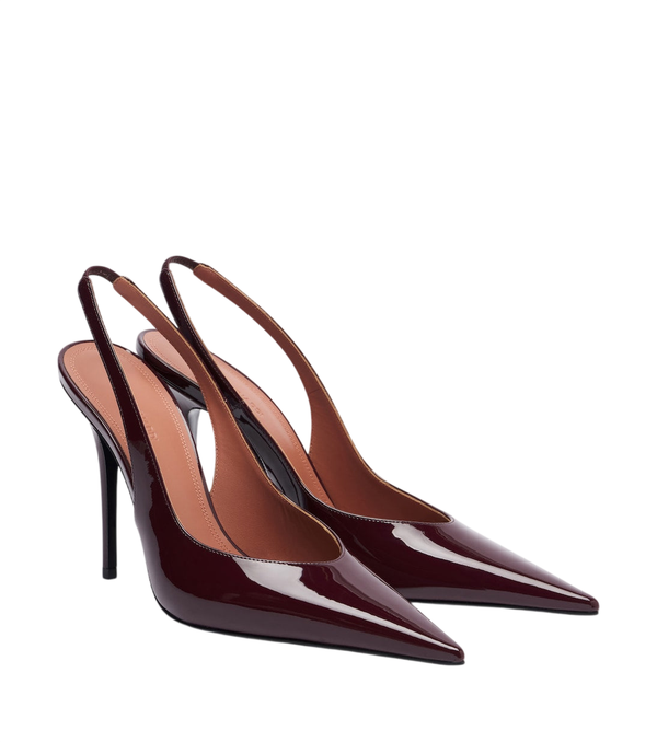 Amina Muaddi Sapatos de salto slingback Anok em couro envernizado