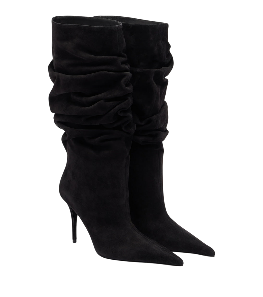 Amina Muaddi Anok suede mid-calf boots