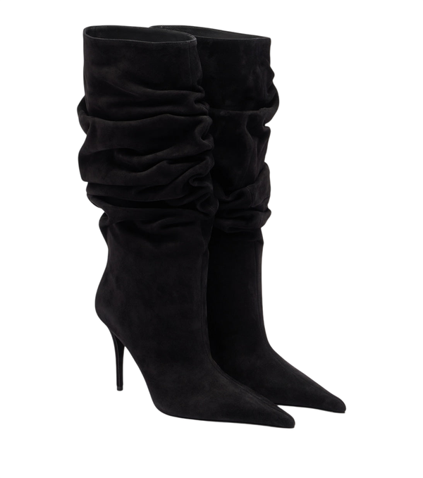 Amina Muaddi Anok suede mid-calf boots