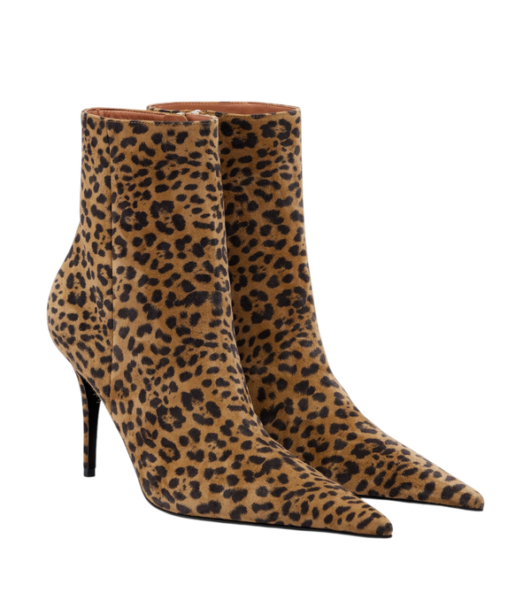 Amina Muaddi Barbara leopard-print suede ankle boots