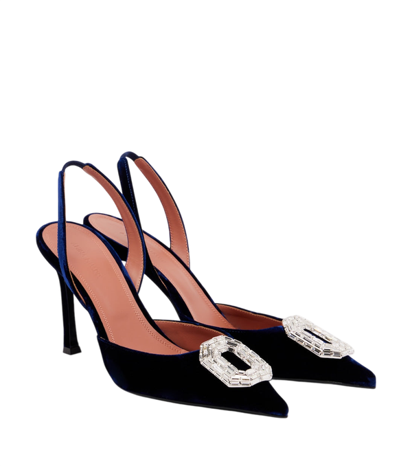 Amina Muaddi Décolleté slingback Camelia decorate con cristalli