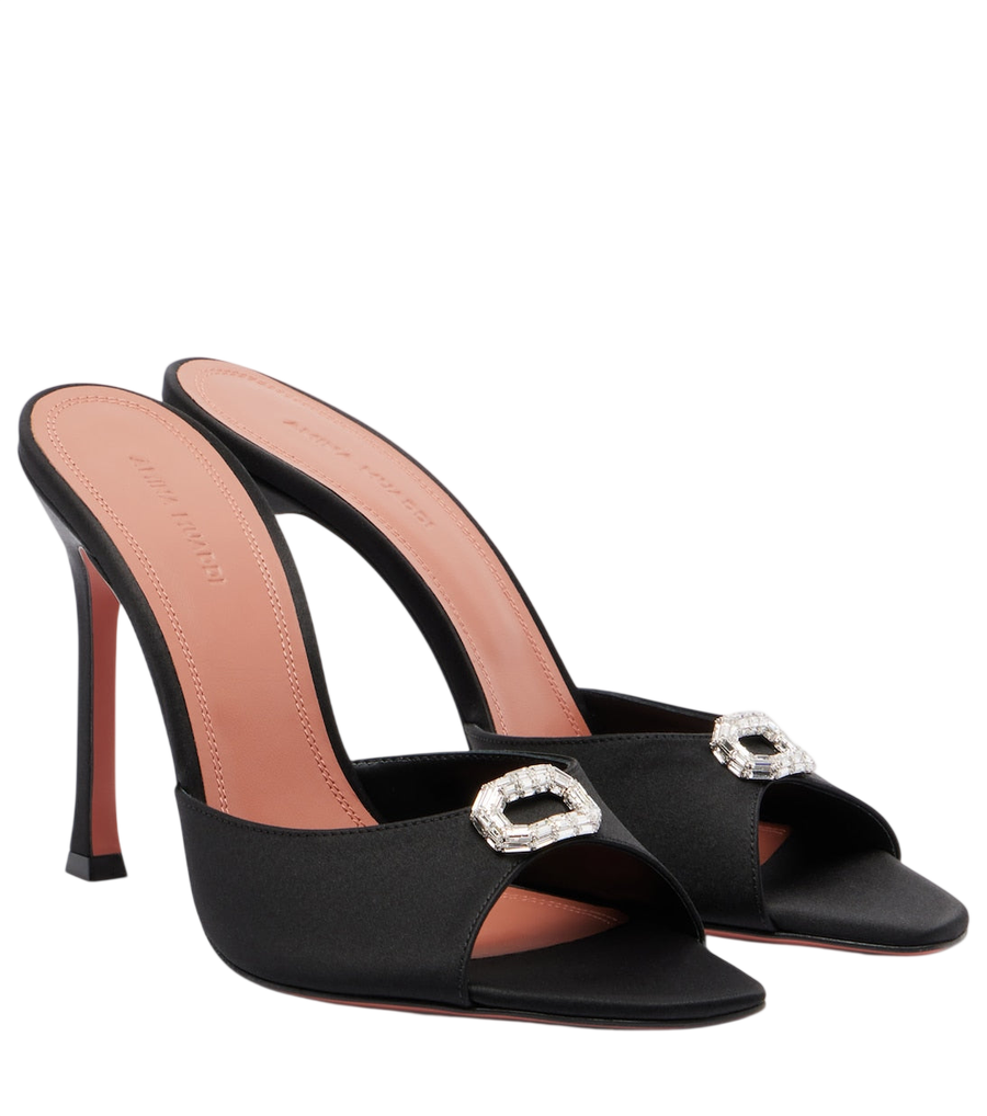 Amina Muaddi Camelia embellished satin mules