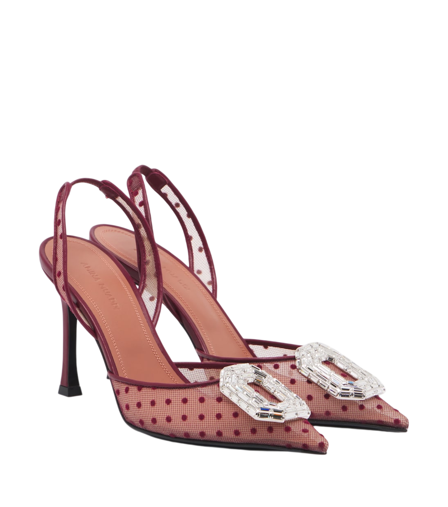Amina Muaddi Décolleté slingback Camelia point d'Esprit