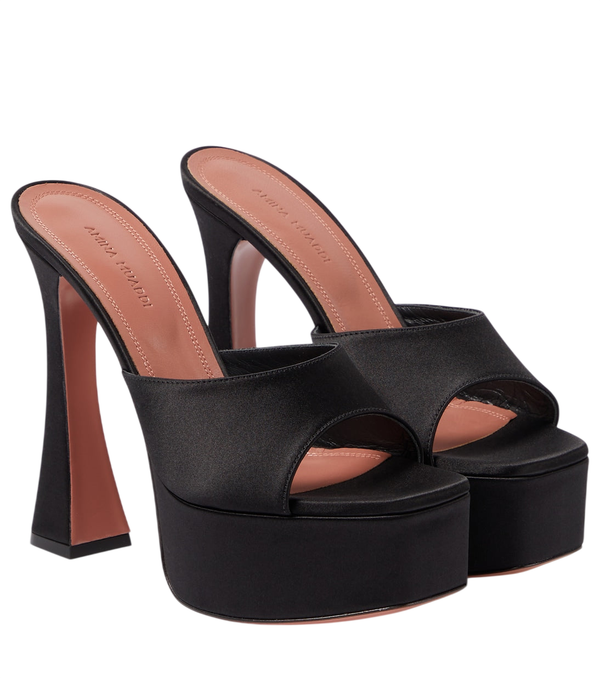 Amina Muaddi Dalida satin platform mules