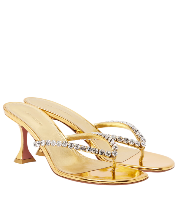 Amina Muaddi Gigi embellished leather thong sandals