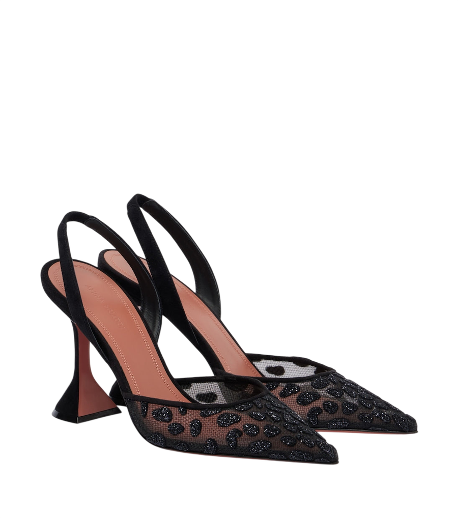Amina Muaddi Décolleté slingback in rete decorate Holli
