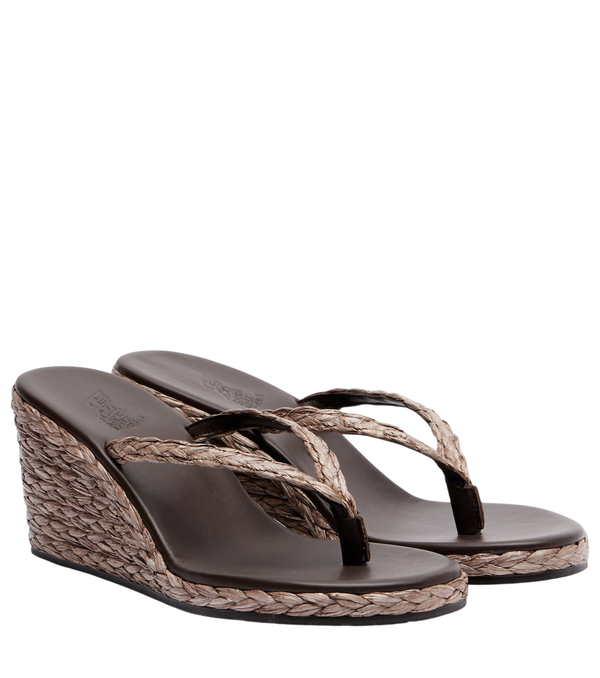 Ancient Greek Sandals Etheria raffia wedge thong sandals