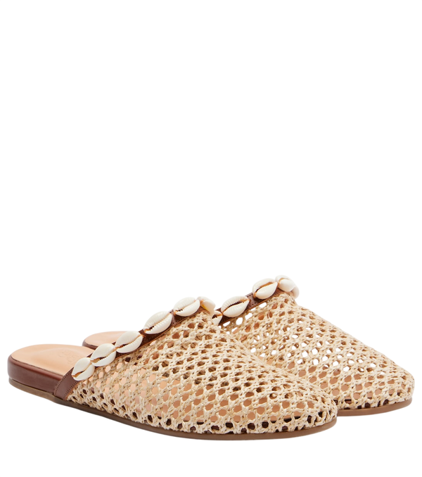 Ancient Greek Sandals Slipper embellished raffia mules